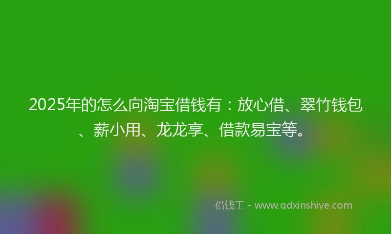 2025年的怎么向淘宝借钱有：放心借、翠竹钱包、薪小用、龙龙享、借款易宝等。