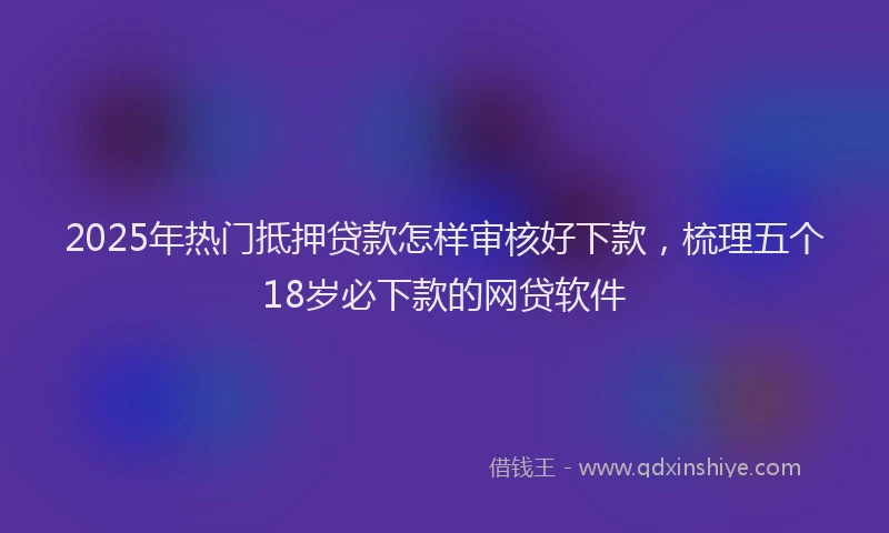 2025年热门抵押贷款怎样审核好下款，梳理五个18岁必下款的网贷软件