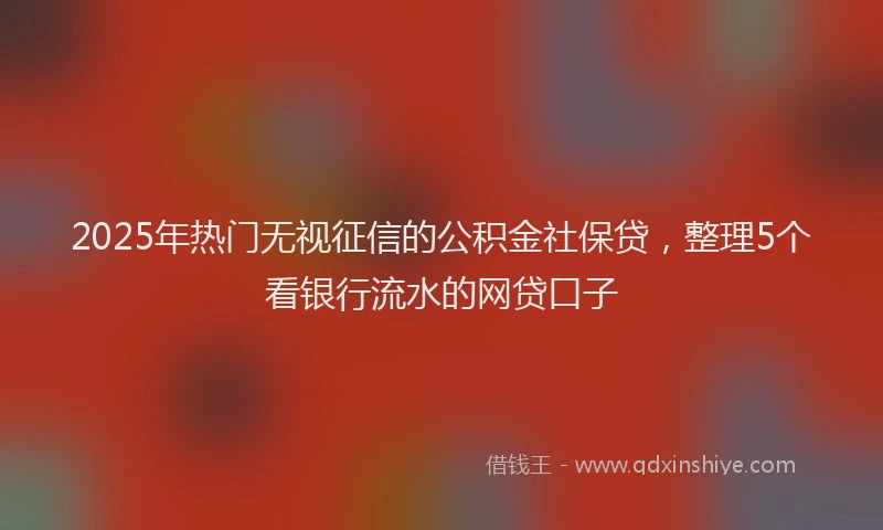2025年热门无视征信的公积金社保贷，整理5个看银行流水的网贷口子