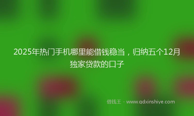 2025年热门手机哪里能借钱稳当，归纳五个12月独家贷款的口子