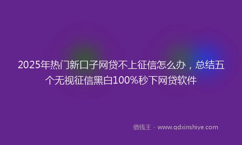 2025年热门新口子网贷不上征信怎么办，总结五个无视征信黑白100%秒下网贷软件