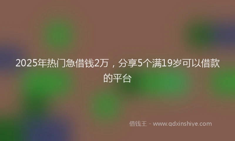 2025年热门急借钱2万，分享5个满19岁可以借款的平台