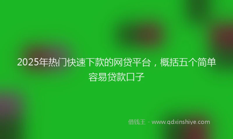 2025年热门快速下款的网贷平台，概括五个简单容易贷款口子