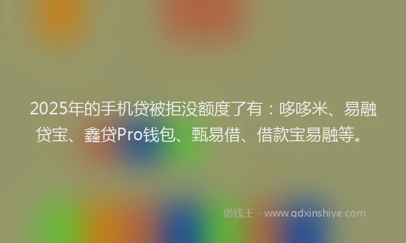 2025年的手机贷被拒没额度了有：哆哆米、易融贷宝、鑫贷Pro钱包、甄易借、借款宝易融等。