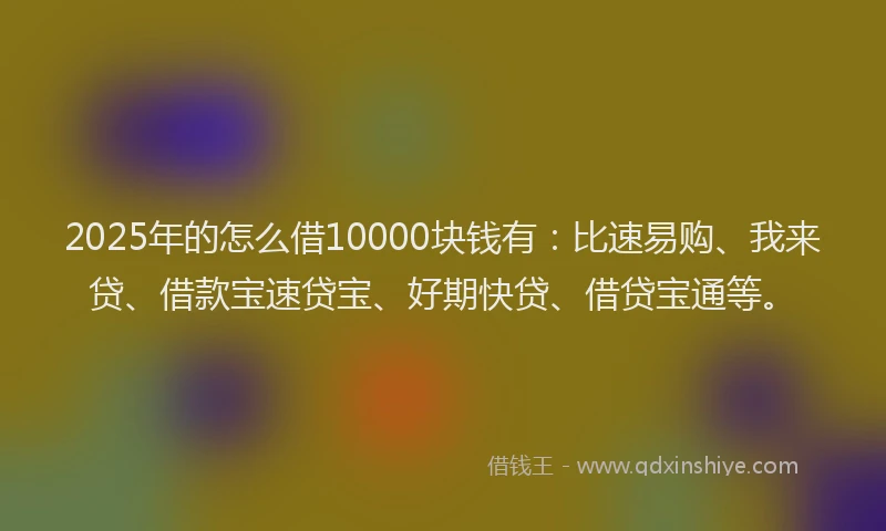 2025年的怎么借10000块钱有：比速易购、我来贷、借款宝速贷宝、好期快贷、借贷宝通等。
