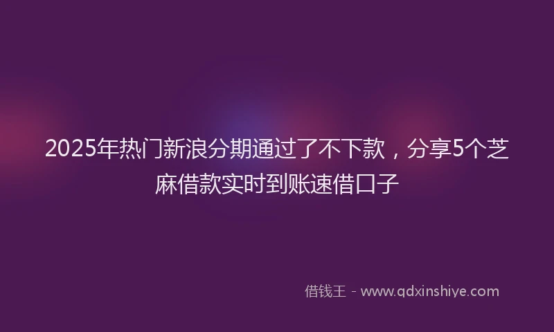 2025年热门新浪分期通过了不下款，分享5个芝麻借款实时到账速借口子