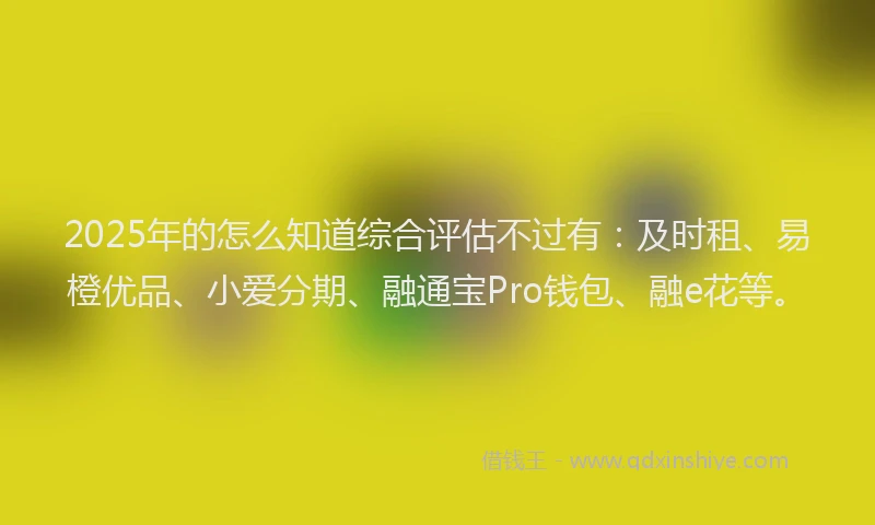 2025年的怎么知道综合评估不过有：及时租、易橙优品、小爱分期、融通宝Pro钱包、融e花等。