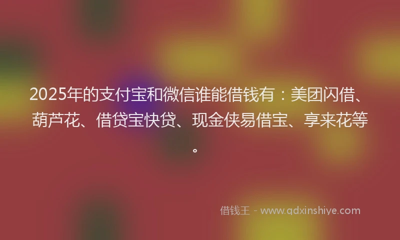 2025年的支付宝和微信谁能借钱有：美团闪借、葫芦花、借贷宝快贷、现金侠易借宝、享来花等。