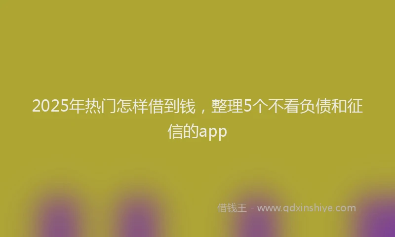 2025年热门怎样借到钱，整理5个不看负债和征信的app