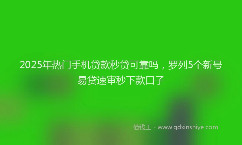 2025年热门手机贷款秒贷可靠吗，罗列5个新号易贷速审秒下款口子