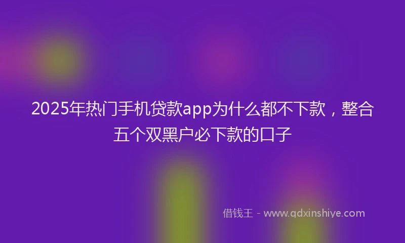 2025年热门手机贷款app为什么都不下款，整合五个双黑户必下款的口子