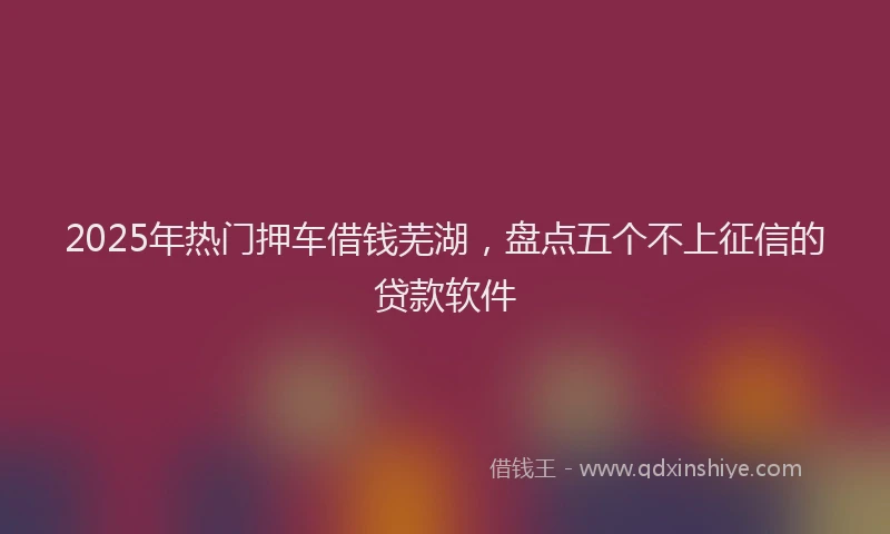 2025年热门押车借钱芜湖，盘点五个不上征信的贷款软件