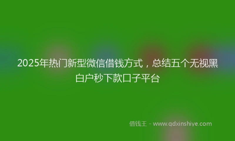 2025年热门新型微信借钱方式，总结五个无视黑白户秒下款口子平台