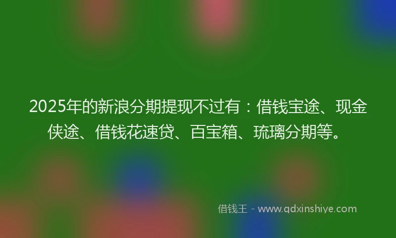 2025年的新浪分期提现不过有：借钱宝途、现金侠途、借钱花速贷、百宝箱、琉璃分期等。