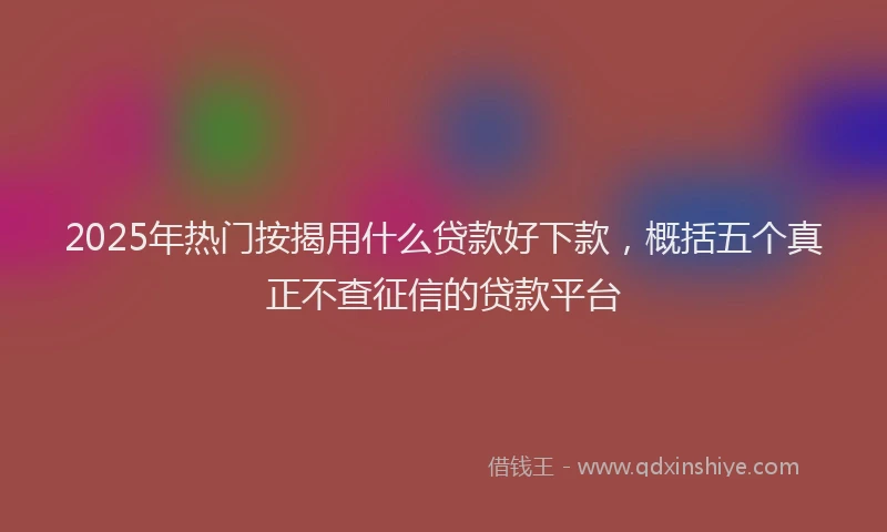 2025年热门按揭用什么贷款好下款，概括五个真正不查征信的贷款平台