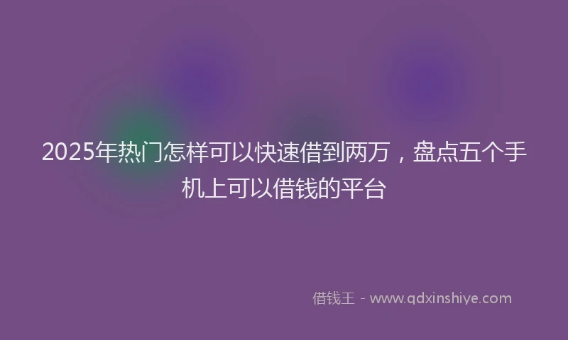 2025年热门怎样可以快速借到两万，盘点五个手机上可以借钱的平台