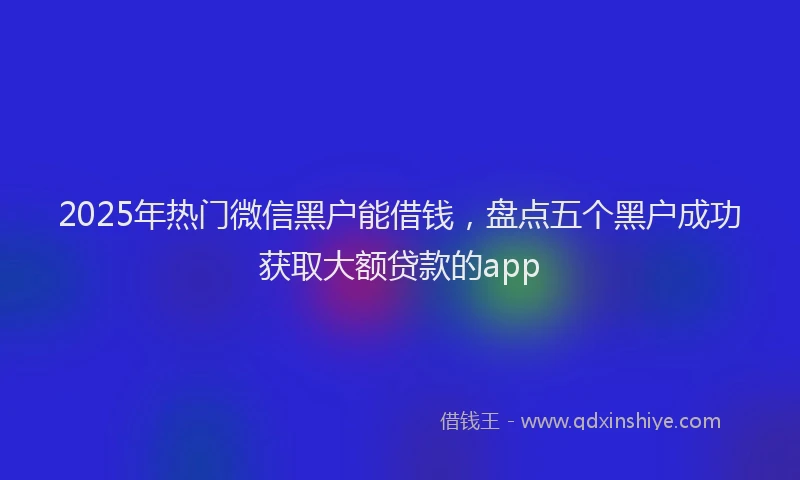 2025年热门微信黑户能借钱，盘点五个黑户成功获取大额贷款的app