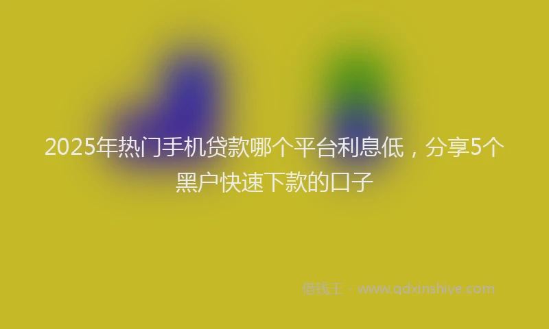 2025年热门手机贷款哪个平台利息低，分享5个黑户快速下款的口子