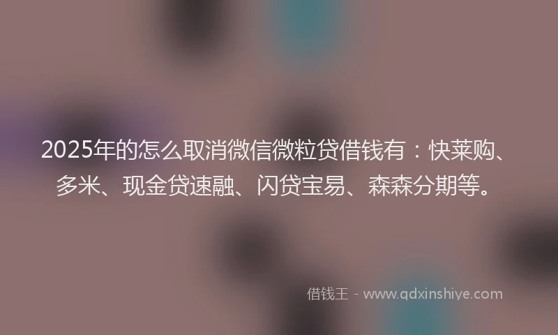 2025年的怎么取消微信微粒贷借钱有：快莱购、多米、现金贷速融、闪贷宝易、森森分期等。
