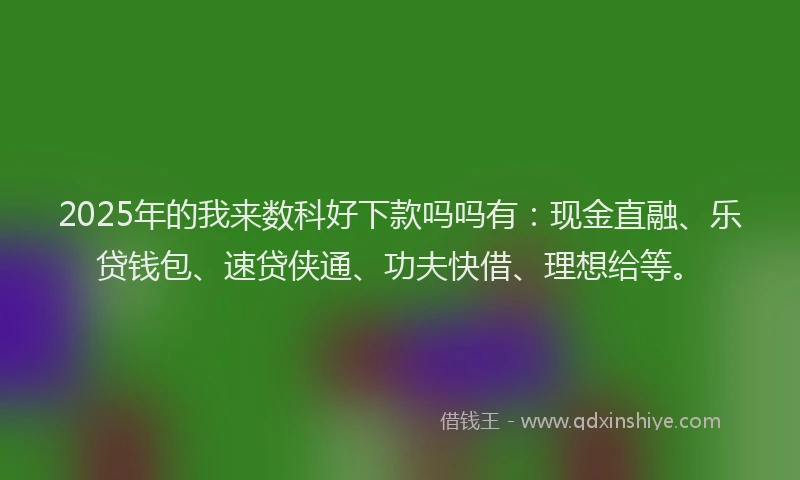2025年的我来数科好下款吗吗有：现金直融、乐贷钱包、速贷侠通、功夫快借、理想给等。