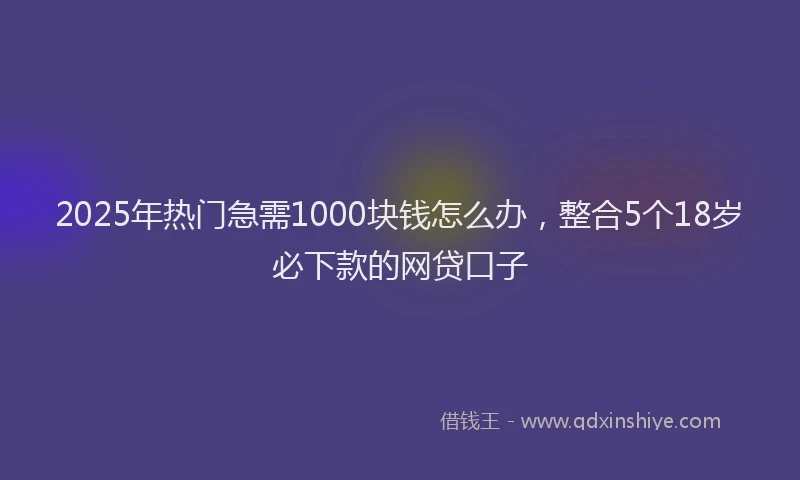 2025年热门急需1000块钱怎么办，整合5个18岁必下款的网贷口子