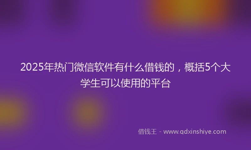 2025年热门微信软件有什么借钱的，概括5个大学生可以使用的平台