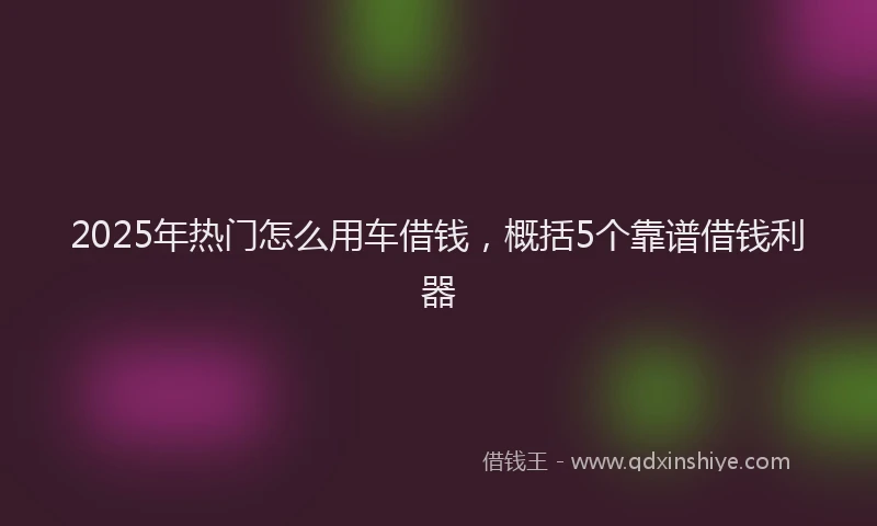 2025年热门怎么用车借钱，概括5个靠谱借钱利器