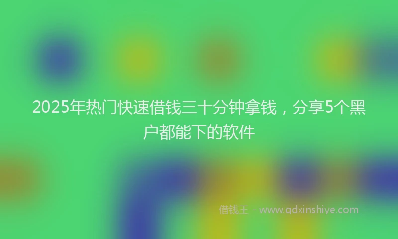 2025年热门快速借钱三十分钟拿钱，分享5个黑户都能下的软件