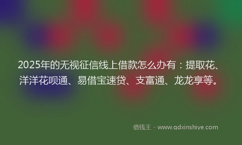 2025年的无视征信线上借款怎么办有：提取花、洋洋花呗通、易借宝速贷、支富通、龙龙享等。