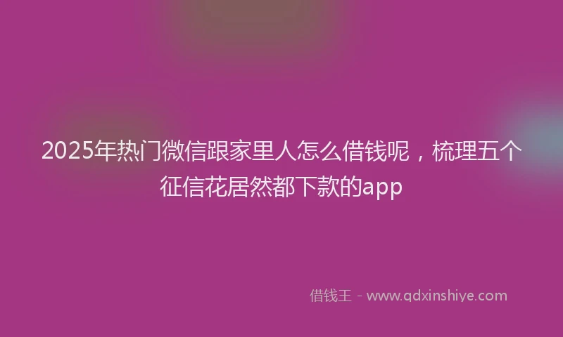 2025年热门微信跟家里人怎么借钱呢，梳理五个征信花居然都下款的app
