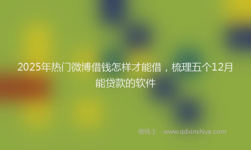2025年热门微博借钱怎样才能借，梳理五个12月能贷款的软件