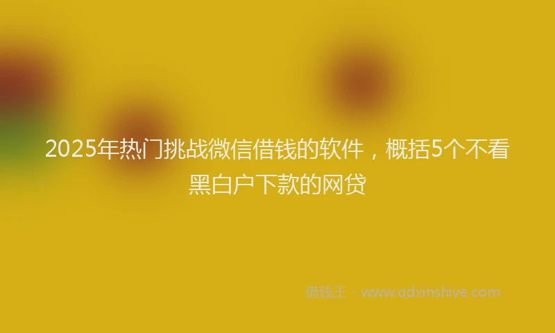 2025年热门挑战微信借钱的软件，概括5个不看黑白户下款的网贷
