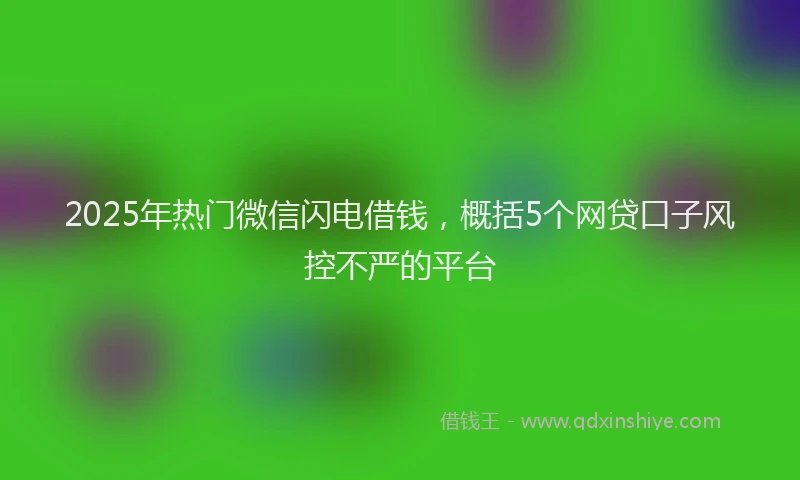 2025年热门微信闪电借钱，概括5个网贷口子风控不严的平台