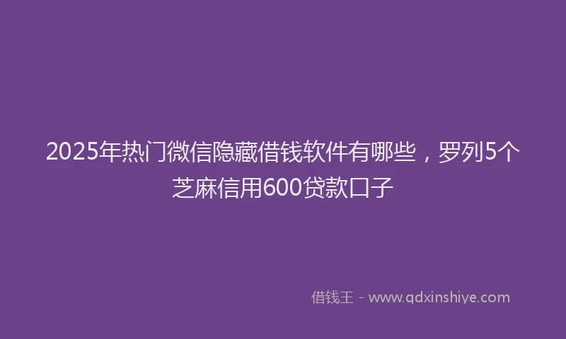 2025年热门微信隐藏借钱软件有哪些，罗列5个芝麻信用600贷款口子