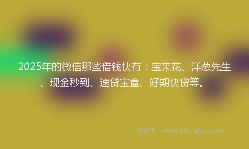 2025年的微信那些借钱快有：宝来花、洋葱先生、现金秒到、速贷宝盒、好期快贷等。