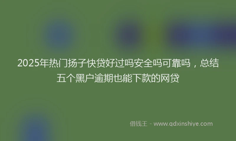 2025年热门扬子快贷好过吗安全吗可靠吗，总结五个黑户逾期也能下款的网贷