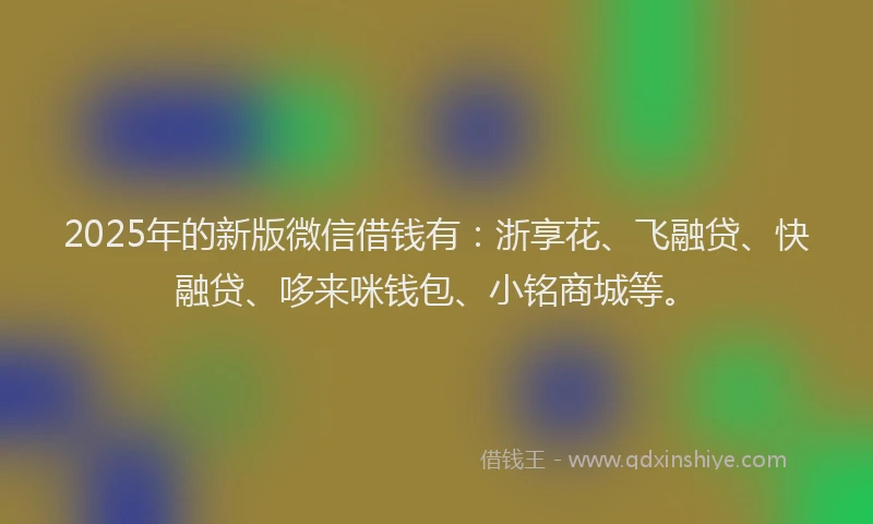 2025年的新版微信借钱有：浙享花、飞融贷、快融贷、哆来咪钱包、小铭商城等。