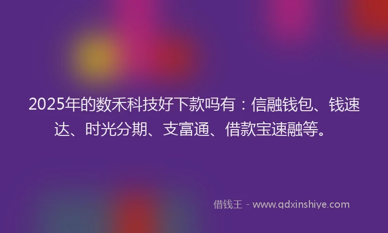 2025年的数禾科技好下款吗有：信融钱包、钱速达、时光分期、支富通、借款宝速融等。