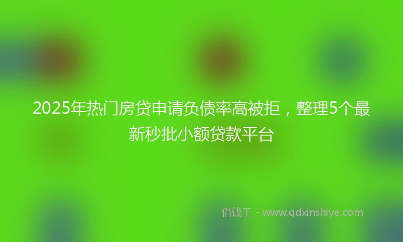 2025年热门房贷申请负债率高被拒，整理5个最新秒批小额贷款平台