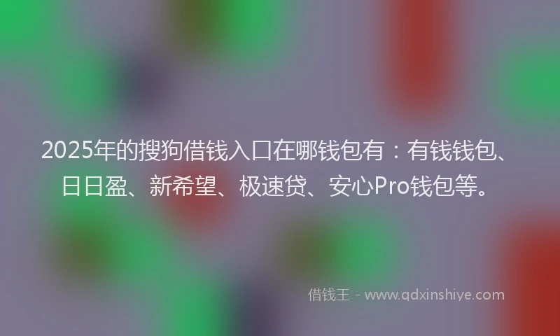 2025年的搜狗借钱入口在哪钱包有：有钱钱包、日日盈、新希望、极速贷、安心Pro钱包等。