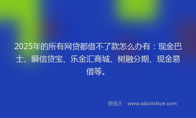 2025年的所有网贷都借不了款怎么办有：现金巴士、瞬信贷宝、乐金汇商城、树融分期、现金易借等。