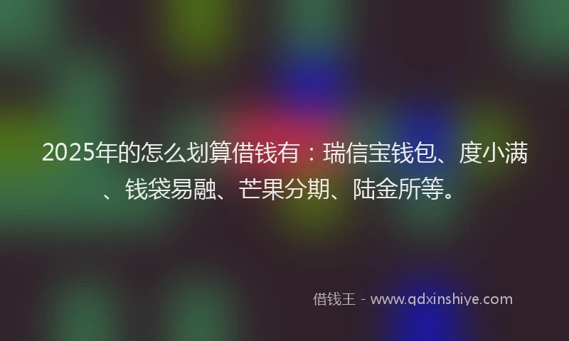 2025年的怎么划算借钱有：瑞信宝钱包、度小满、钱袋易融、芒果分期、陆金所等。