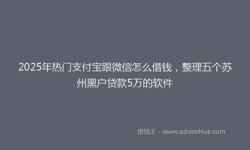 2025年热门支付宝跟微信怎么借钱，整理五个苏州黑户贷款5万的软件