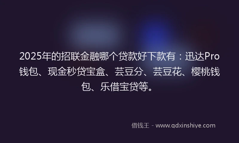 2025年的招联金融哪个贷款好下款有：迅达Pro钱包、现金秒贷宝盒、芸豆分、芸豆花、樱桃钱包、乐借宝贷等。