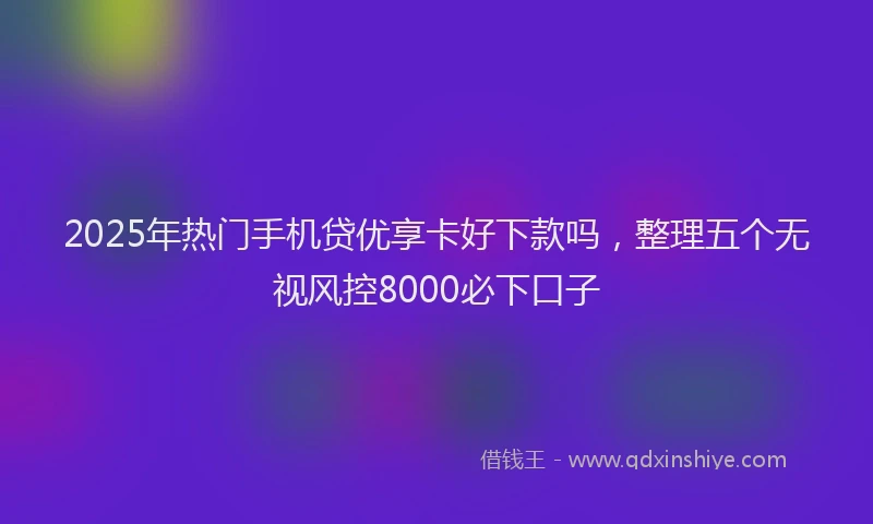 2025年热门手机贷优享卡好下款吗，整理五个无视风控8000必下口子