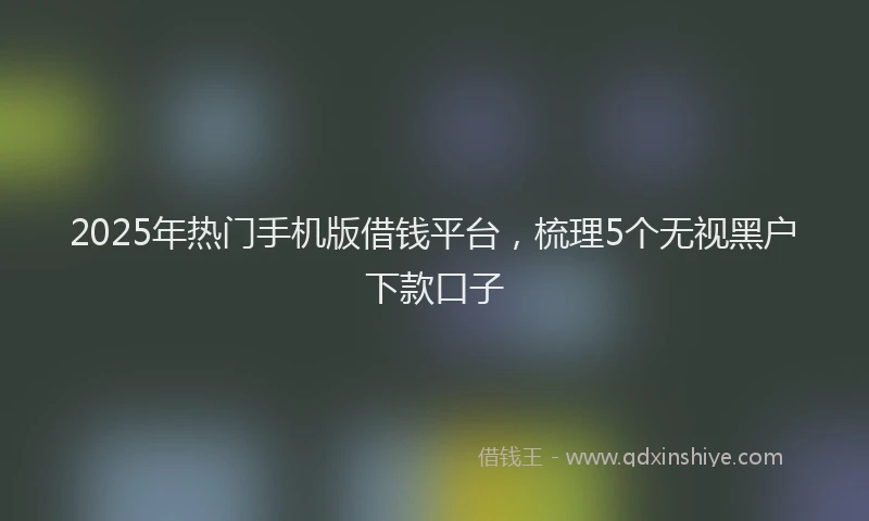 2025年热门手机版借钱平台，梳理5个无视黑户下款口子