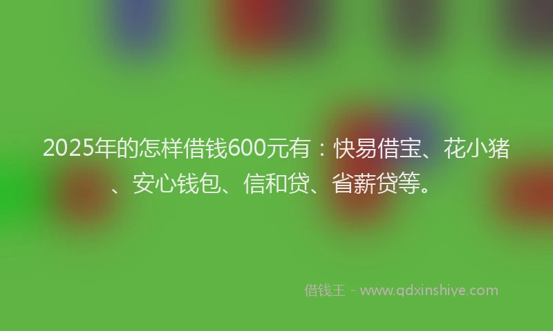 2025年的怎样借钱600元有：快易借宝、花小猪、安心钱包、信和贷、省薪贷等。