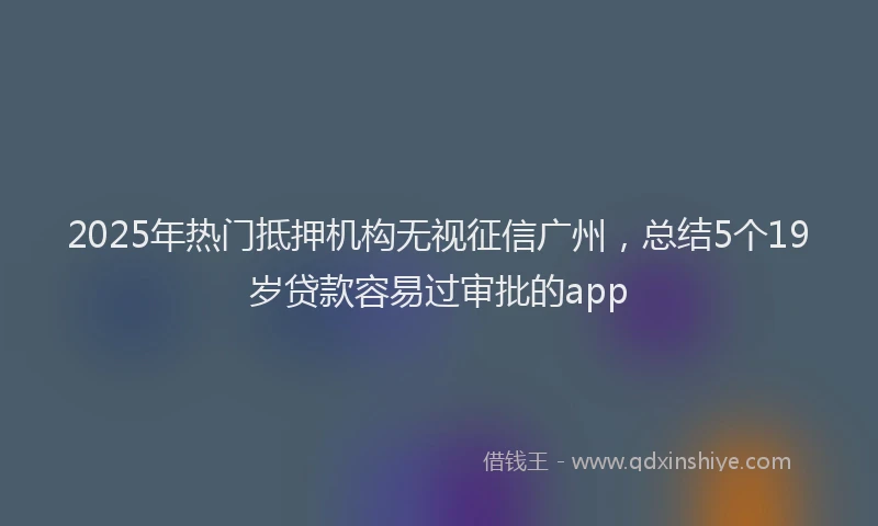 2025年热门抵押机构无视征信广州，总结5个19岁贷款容易过审批的app