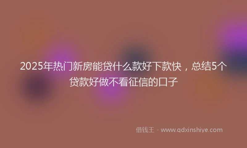 2025年热门新房能贷什么款好下款快，总结5个贷款好做不看征信的口子