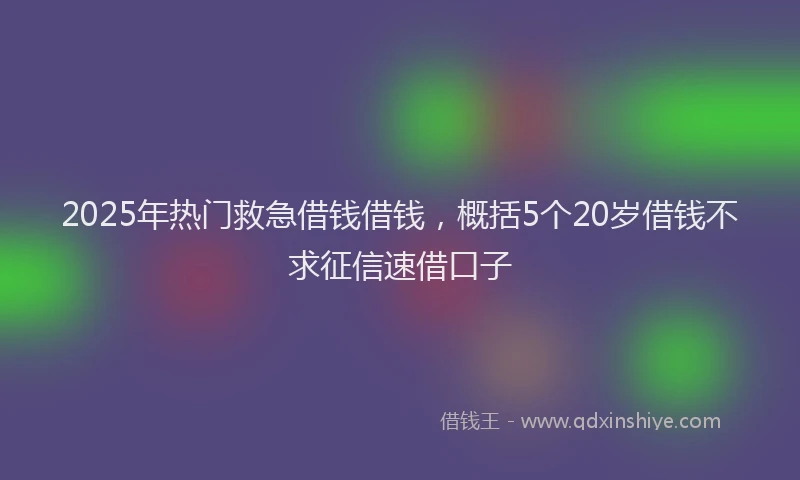 2025年热门救急借钱借钱，概括5个20岁借钱不求征信速借口子
